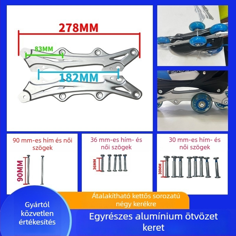 Gyerekeknek kés tartó roller cipőkhöz, egysoros, alumínium ötvözet banán tartó