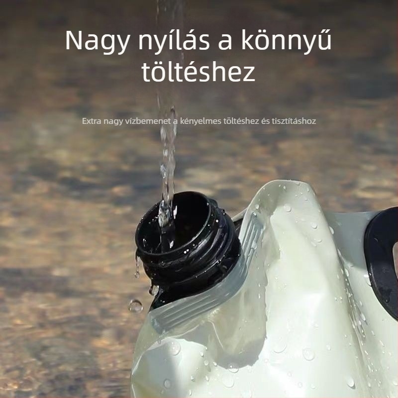 Nagy kapacitású kültéri hordozható víztasak, összecsukható csappal, műanyag fogantyúval utazáshoz és kempingezéshez
