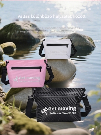Kültéri vízálló crossbody táska szénszálas hálós anyaggal, ideális strandhoz, kempingezéshez és fotózáshoz