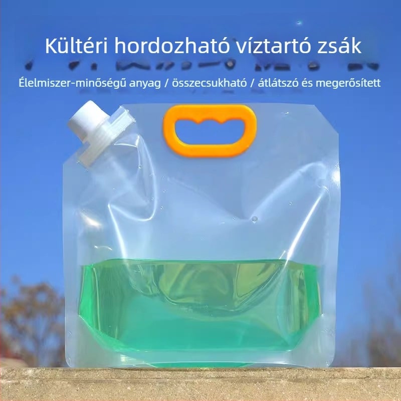 Összecsukható kültéri víztároló tasak, nagy kapacitású, élelmiszer-minőségű PVC-ből, kempingezéshez