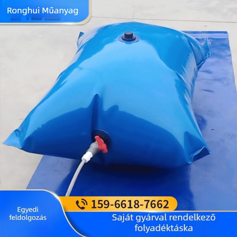 PVC víztároló zsák, összecsukható kivitelben, víz tárolására, öntözés száraz időben, kültéri vészhelyzeti használatra