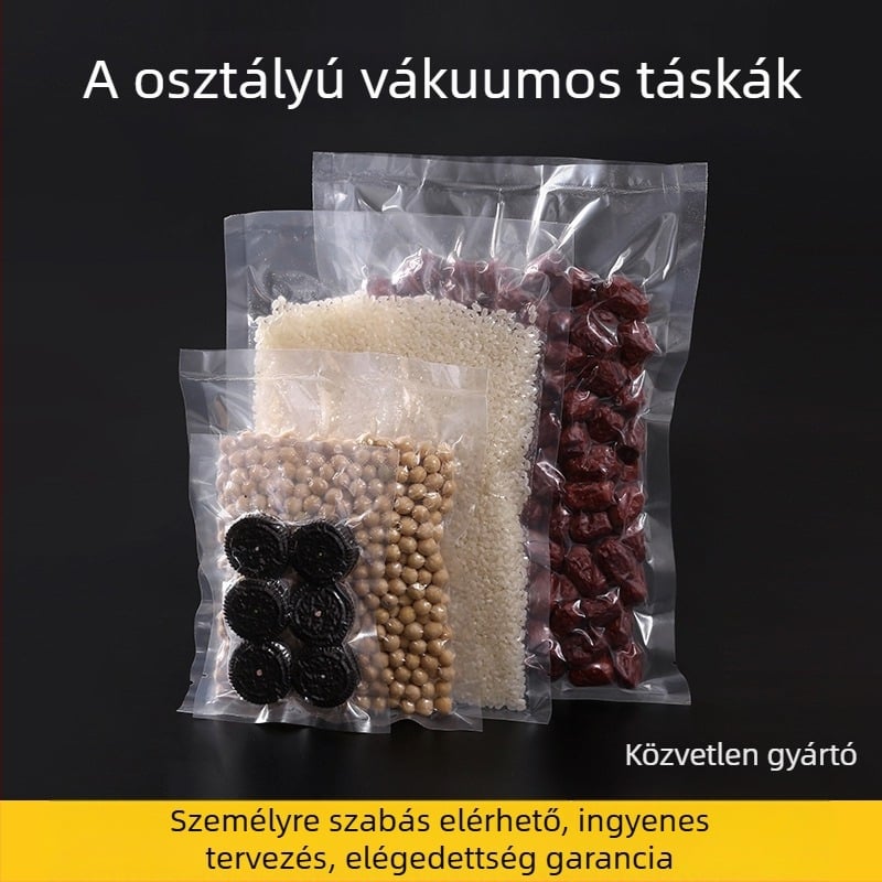 Poliészter vákuum tasak élelmiszer-tároláshoz, átlátszó, négyszögletes vagy téglalap alakú
