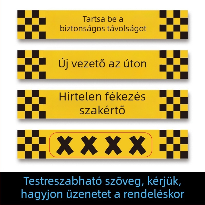 Mágneses autójelző matrica fényvisszaverő figyelmeztetéssel kezdő sofőrök részére a biztonságos követési távolság fenntartásához