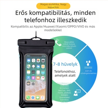 PVC Nagy méretű vízálló telefontáska érintőképernyővel, zárt tok strandhoz, úszáshoz és merüléshez
