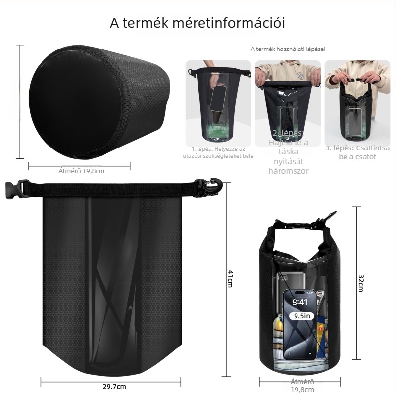 Zonysun PVC vízálló táska – Kültéri Cross-Body/Bucket stílus, Uniszex, Kapacitás 5, Casual & Outdoor