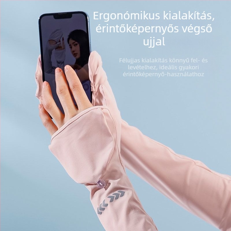 UV-védő karvédők ice silk anyagból, nylon és poliészter keverék, laza szabás, kültéri kerékpározáshoz és vezetéshez