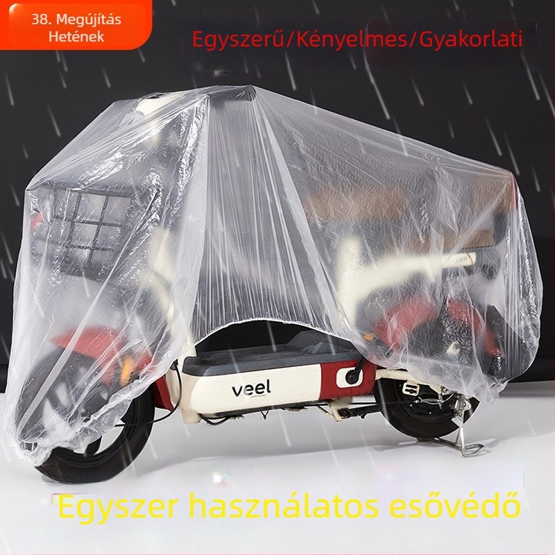 Elektromos járművédő: átlátszó műanyag, egyszer használatos, eső- és porvédelmi, napvédelmi