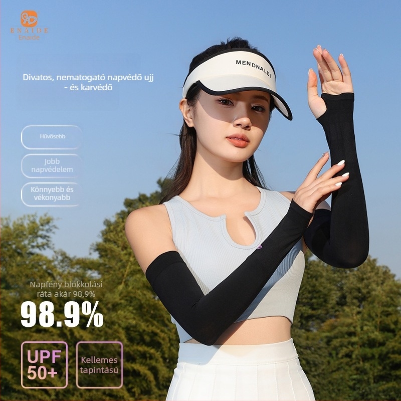 Uniszex napvédő karvédők nyári szabadtéri sportokhoz — kötött nylon és jégselyem anyag, UV védelem, eredeti dizájn