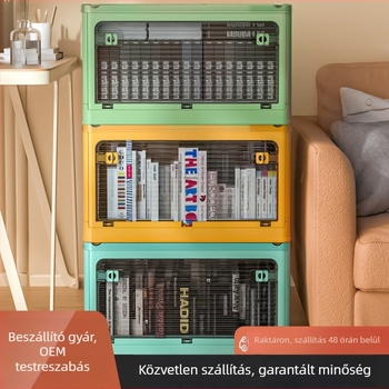 Összecsukható átlátszó műanyag tároló szekrény, modell 9001, könnyű lux stílus, CD-k, játékok és könyvek számára