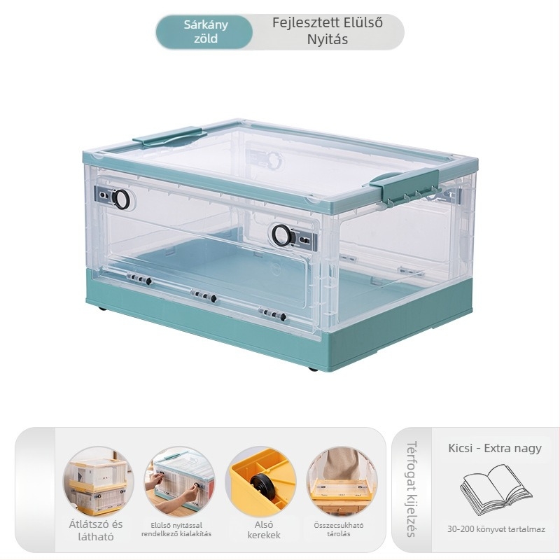 Összecsukható átlátszó műanyag tároló szekrény, modell 9001, könnyű lux stílus, CD-k, játékok és könyvek számára