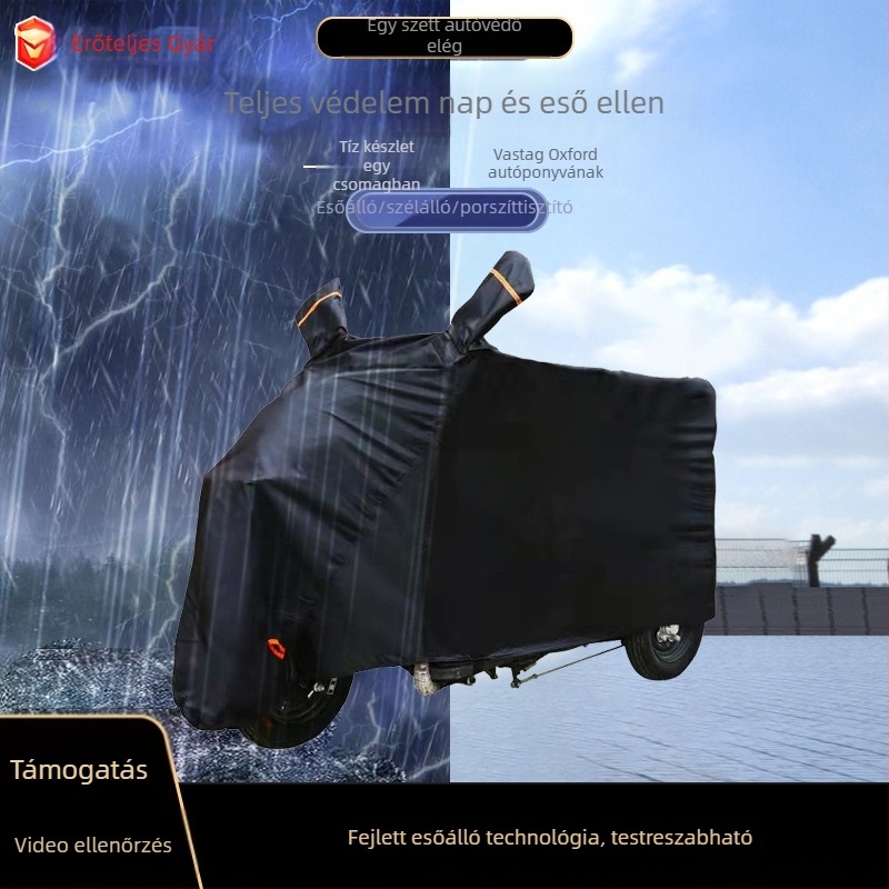 Elektromos jármű fedél, Háromkerekű jármű esővédő huzat, Oxford anyag, Vastagított anyag, Egyszerű stílus