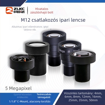 M12 csatlakozású ipari kameraobjektív, fix fókusz, MTV-MP5C sorozat, alacsony torzítás, 5 MP felbontás