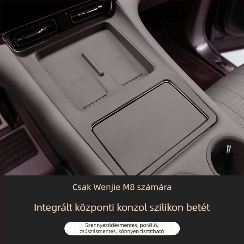 Wenjie M8 központi konzolhoz vezeték nélküli töltéssel készült szilikon párna — karcolásálló és porálló védelem, termékkód WTX-004