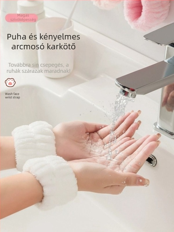 Csuklópánt arcmosáshoz, nedvességelnyelő textile, egyszerű uniszex dizájn, mosásálló és nedvességálló