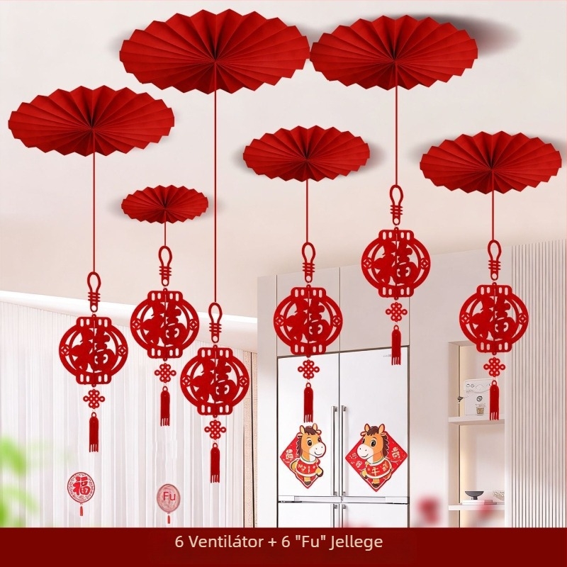 Filc mennyezeti dísz kínai stílusú, lézergravírozással, a Tavaszünnephez