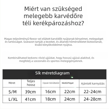 Uniszex karvédő nylon–elasztán fleece-béléssel, őszi–téli kerékpározáshoz, szélvédő