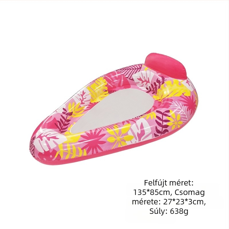 Kültéri felfújható napozóágy medencéhez felnőtteknek, vastag PVC, árnyékolóval, mintázat vízcseppek és levelek, felfújható úszó deszka