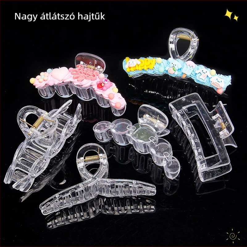 Áttetsző akril hajcsipesz cápa formájú – DIY hajékszerek, kézzel készített