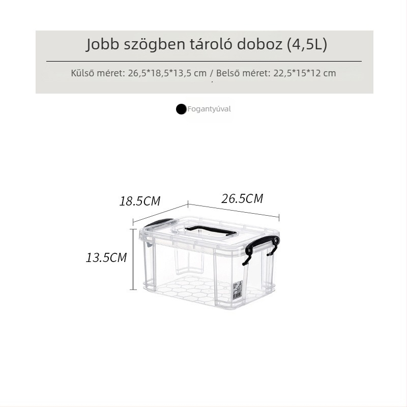 PP műanyag tároló doboz, derékszögű kialakítás, japán stílus, 90–100 L kapacitás, porálló