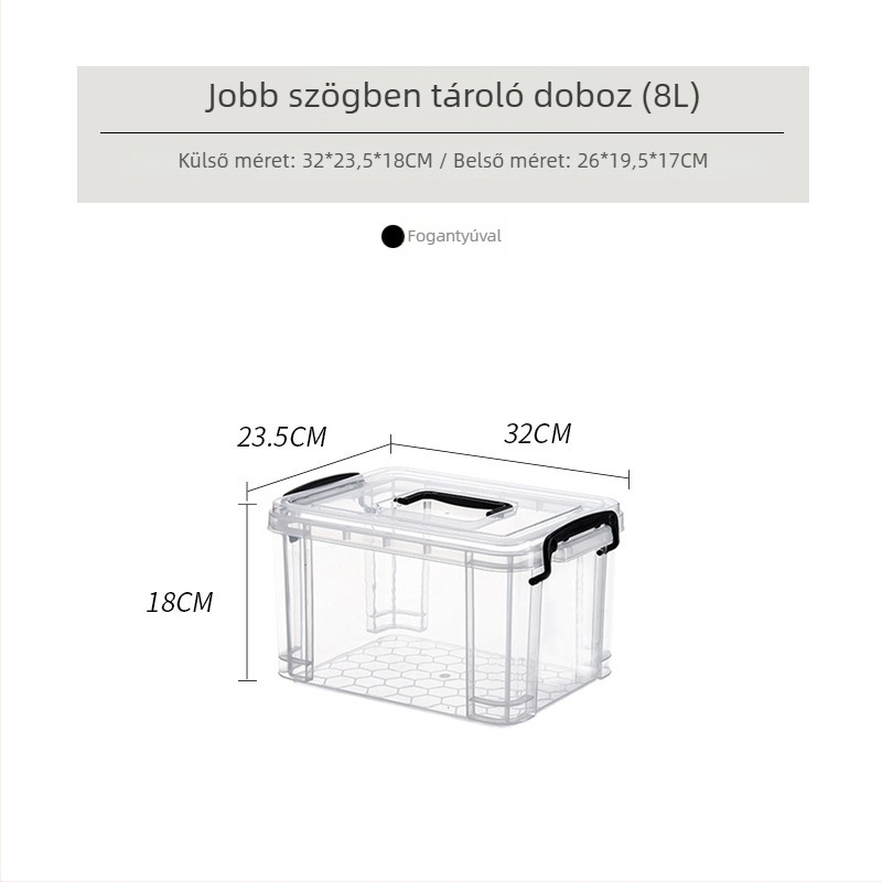 PP műanyag tároló doboz, derékszögű kialakítás, japán stílus, 90–100 L kapacitás, porálló