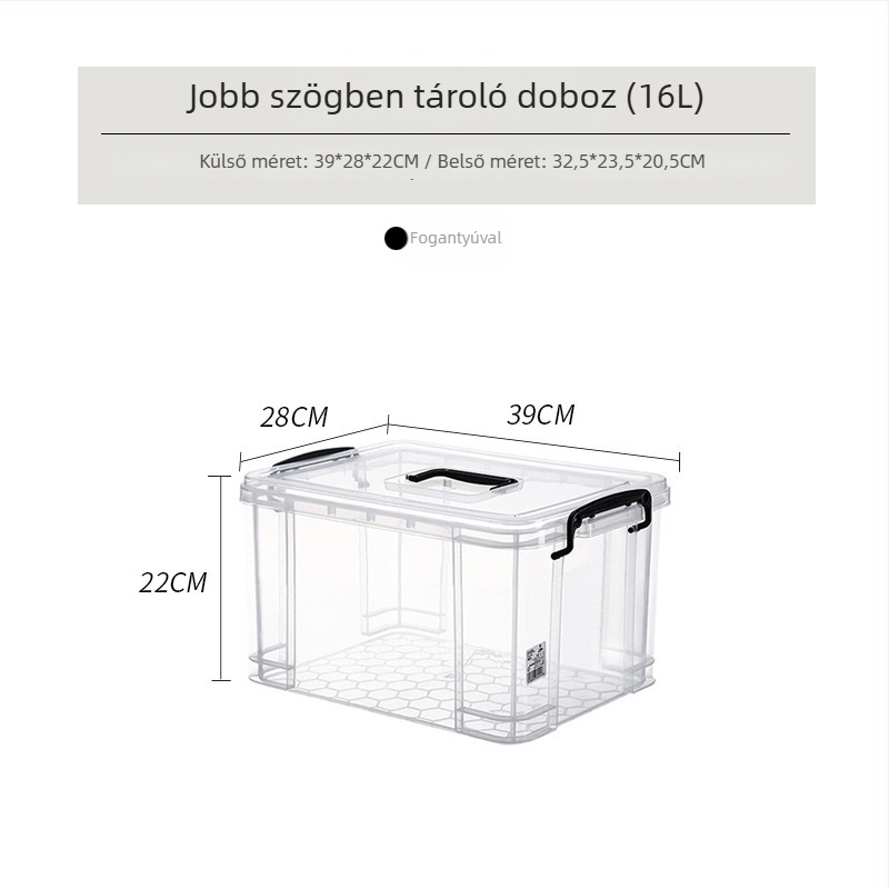 PP műanyag tároló doboz, derékszögű kialakítás, japán stílus, 90–100 L kapacitás, porálló