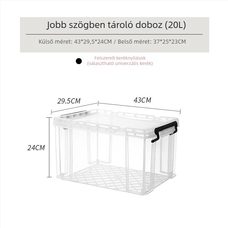 PP műanyag tároló doboz, derékszögű kialakítás, japán stílus, 90–100 L kapacitás, porálló