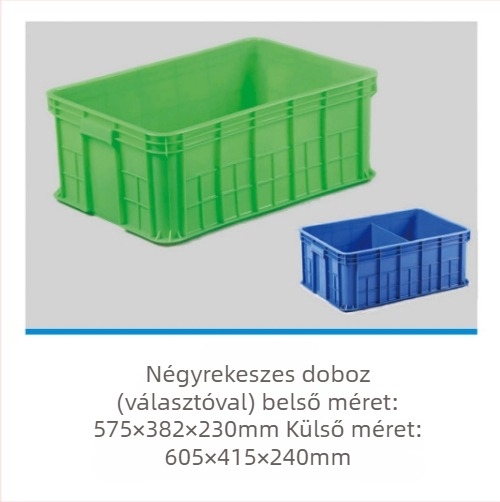 Extra vastag tárolódoboz fedéllel – HDPE, injekciós öntés, falvastagság 4–6 mm, teherbírás 100 kg, alkatrészek és szerszámok számára