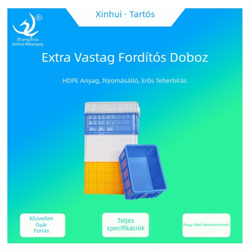 Extra vastag tárolódoboz fedéllel – HDPE, injekciós öntés, falvastagság 4–6 mm, teherbírás 100 kg, alkatrészek és szerszámok számára