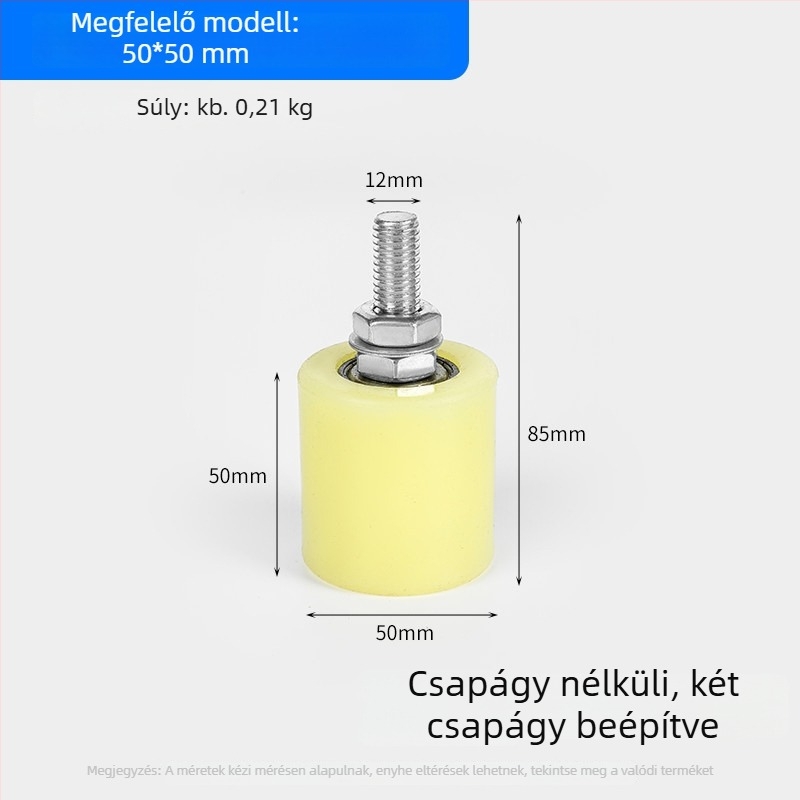 Nylon ajtóvezető görgő csúszóajtókhoz és szalagos szállításhoz — külső átmérő 1, tengelyátmérő 1, zsinórcsatorna radiusz 1, falvastagság 1