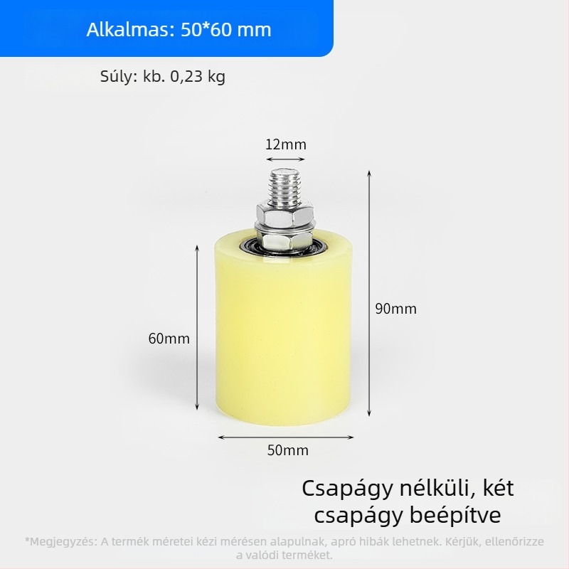 Nylon ajtóvezető görgő csúszóajtókhoz és szalagos szállításhoz — külső átmérő 1, tengelyátmérő 1, zsinórcsatorna radiusz 1, falvastagság 1