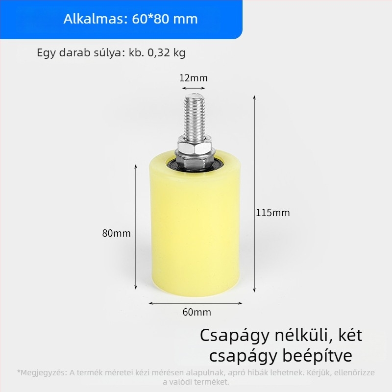 Nylon ajtóvezető görgő csúszóajtókhoz és szalagos szállításhoz — külső átmérő 1, tengelyátmérő 1, zsinórcsatorna radiusz 1, falvastagság 1