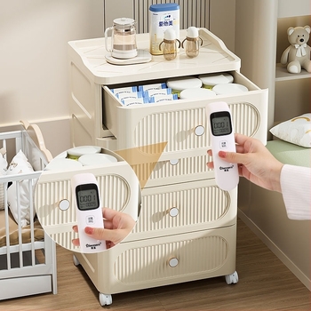 Fiókos tároló szekrény görgőkkel — PP anyag, 0–5 L kapacitás, egyszerű stílus, hordozható