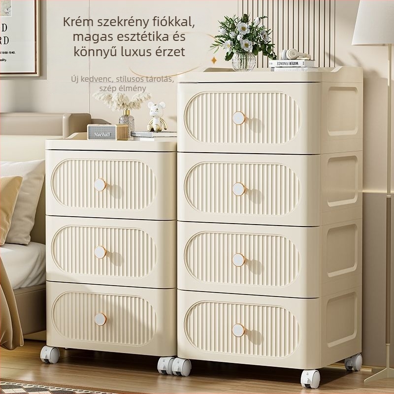 Fiókos tároló szekrény görgőkkel — PP anyag, 0–5 L kapacitás, egyszerű stílus, hordozható