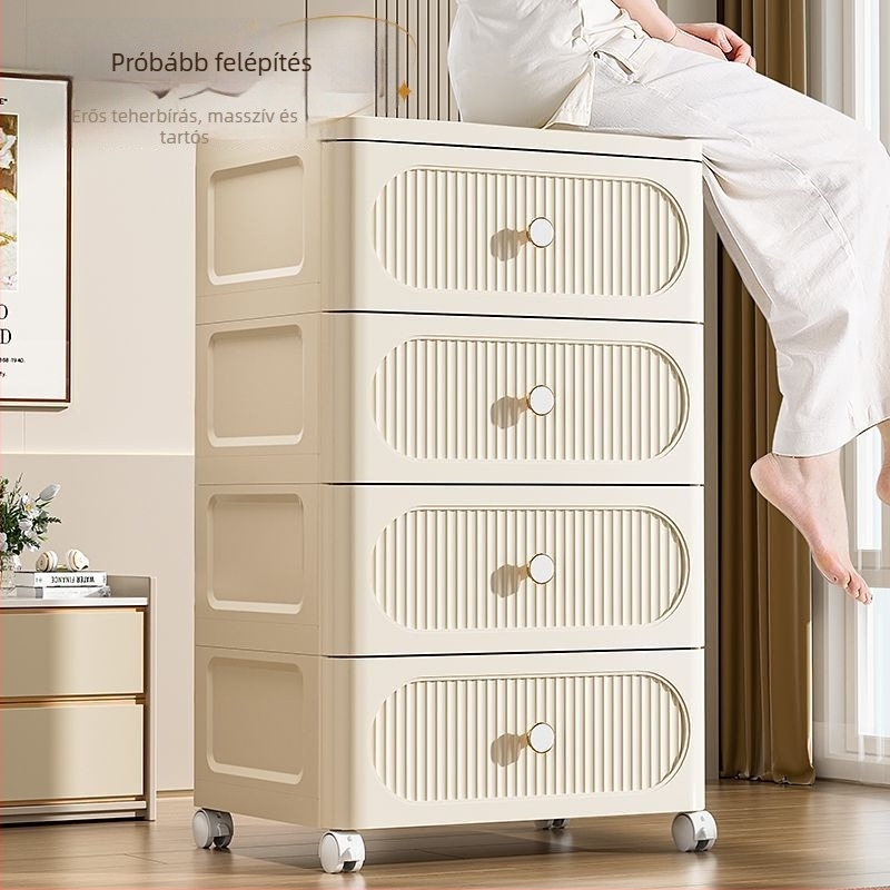 Fiókos tároló szekrény görgőkkel — PP anyag, 0–5 L kapacitás, egyszerű stílus, hordozható