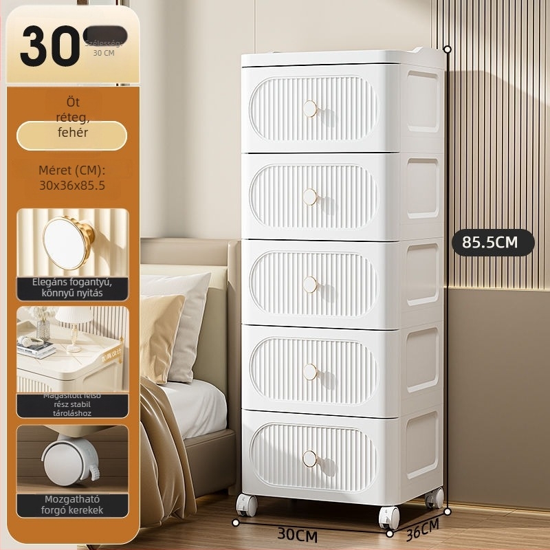 Fiókos tároló szekrény görgőkkel — PP anyag, 0–5 L kapacitás, egyszerű stílus, hordozható