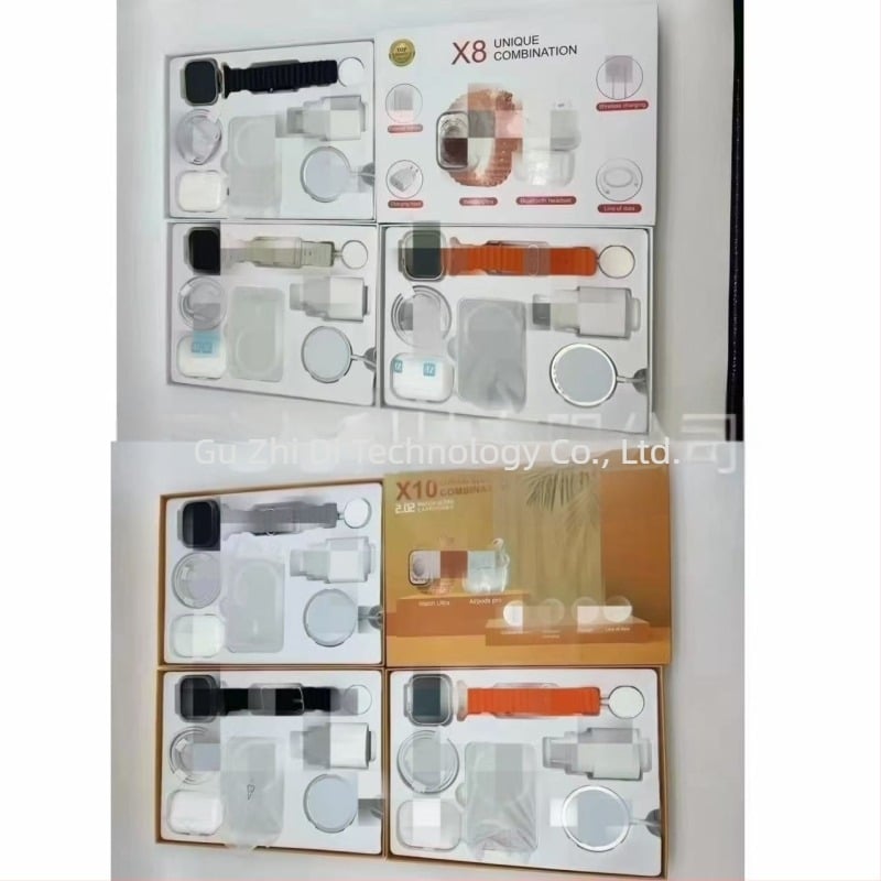 Vezeték nélküli töltésű akkumulátor készlet — Bluetooth hívás, okosóra és karpánt; IPS kijelző, titánium ötvözetes tokk, szilikon szíj, vezeték nélküli tartomány 10 m+