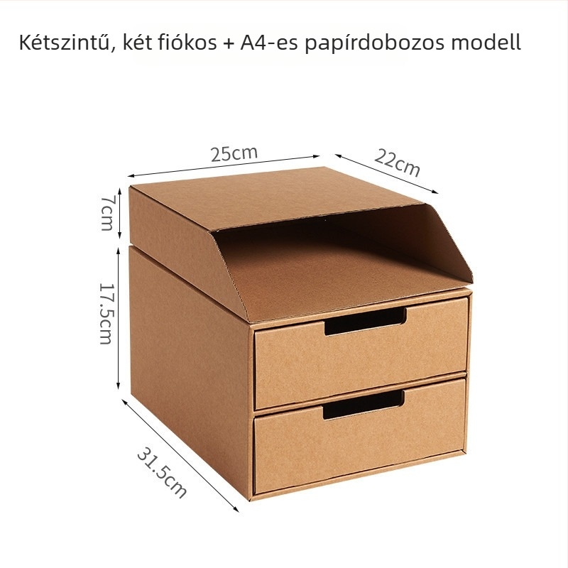 Íróasztali rendező kraft papírból, rekeszekkel, 2–4 réteggel, húzó mechanizmus