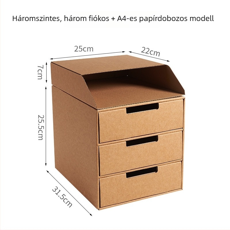 Íróasztali rendező kraft papírból, rekeszekkel, 2–4 réteggel, húzó mechanizmus