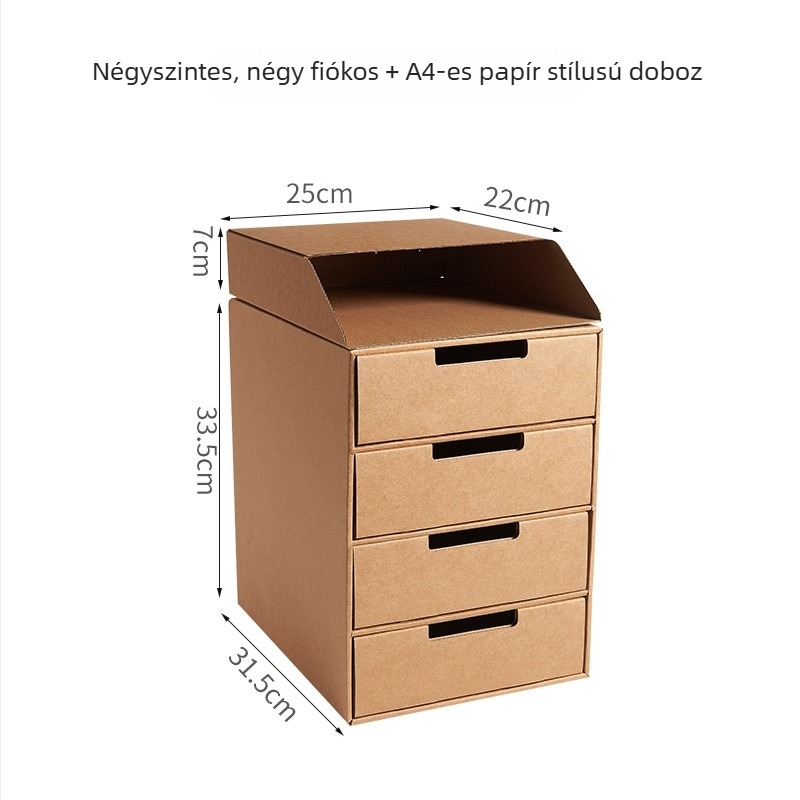 Íróasztali rendező kraft papírból, rekeszekkel, 2–4 réteggel, húzó mechanizmus