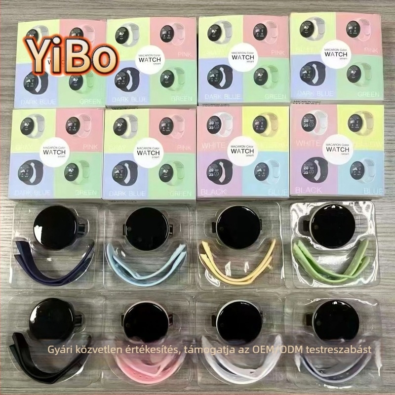 D18S Macaron FD68 okos karkötő, pulzusmérés, lépésszámláló, egészségügyi monitorozás, nyolcszínű testreszabható háttér, szilikon csuklópánt, USB töltés
