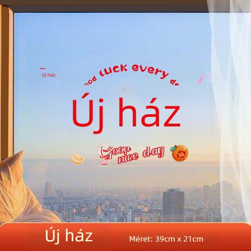 Ablak dekoratív ragasztó – elektrosztatikus film, szerencseszimbólum költözéshez, opp zacskós csomagolás, ajándék