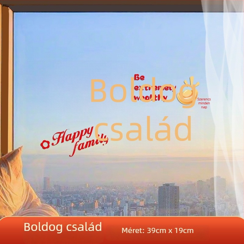 Ablak dekoratív ragasztó – elektrosztatikus film, szerencseszimbólum költözéshez, opp zacskós csomagolás, ajándék