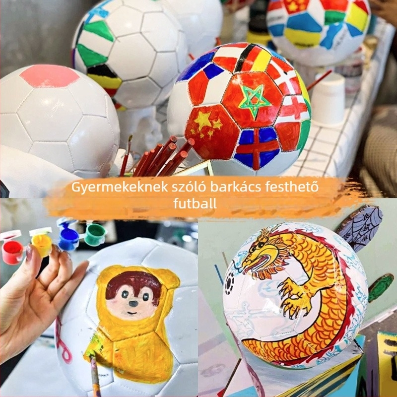 Fehér PVC futball-labda, 5-ös méret, felfújható, DIY festés készlet gyerekeknek, üres játékfoci