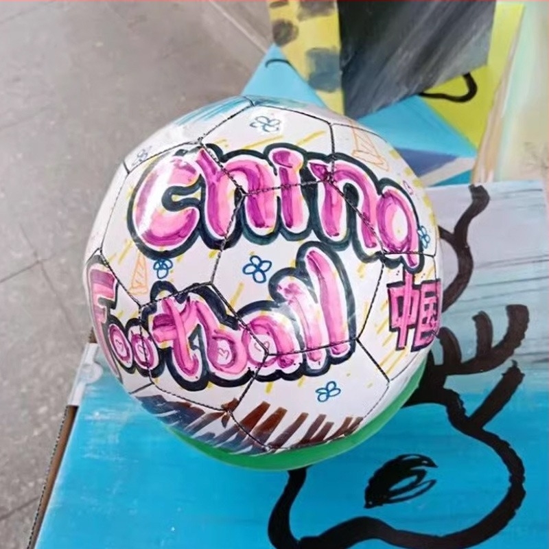 Fehér PVC futball-labda, 5-ös méret, felfújható, DIY festés készlet gyerekeknek, üres játékfoci