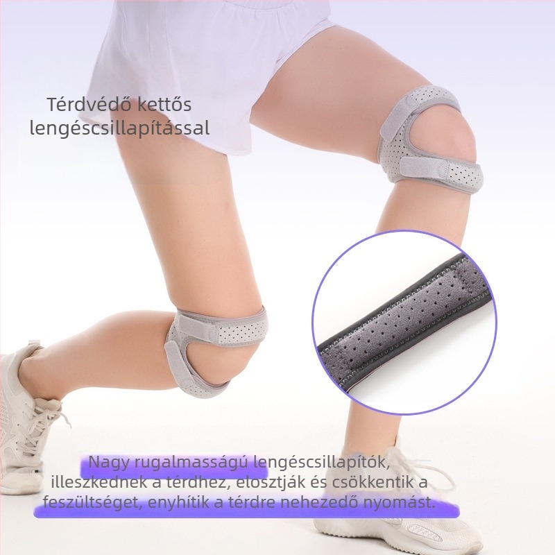 Fejlett nyomásos patella térdvédő csúszásmentes szilikon párnával, állítható pánttal, ütéscsillapító meniszkusz védelem sporthoz