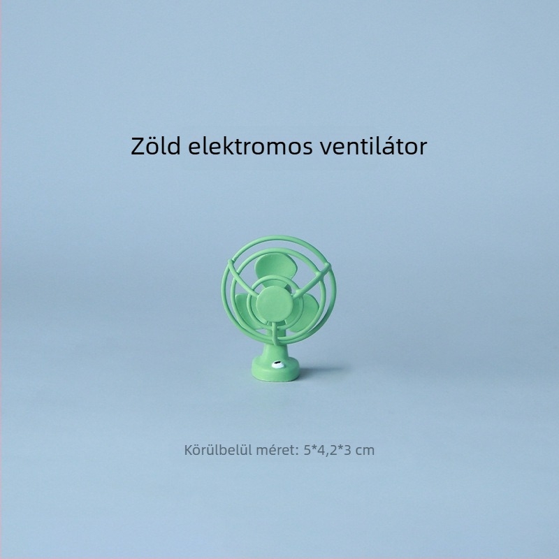 Japán stílusú macska dinnyés ventilátoros asztali díszfigura, szintetikus gyantából, PP csomagolásban