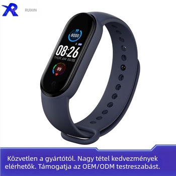 M5 okos karkötő pulzusfigyeléssel, vízálló, TFT kijelző, szilikon csuklópánt, akkumulátor élettartama kevesebb mint 7 nap