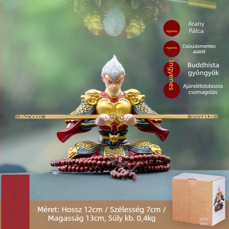 Autóba illő gyanta díszfigura Monkey King, kínai stílusú gyanta kézműves dekoráció, ajándék üzleti célokra és ünnepekre