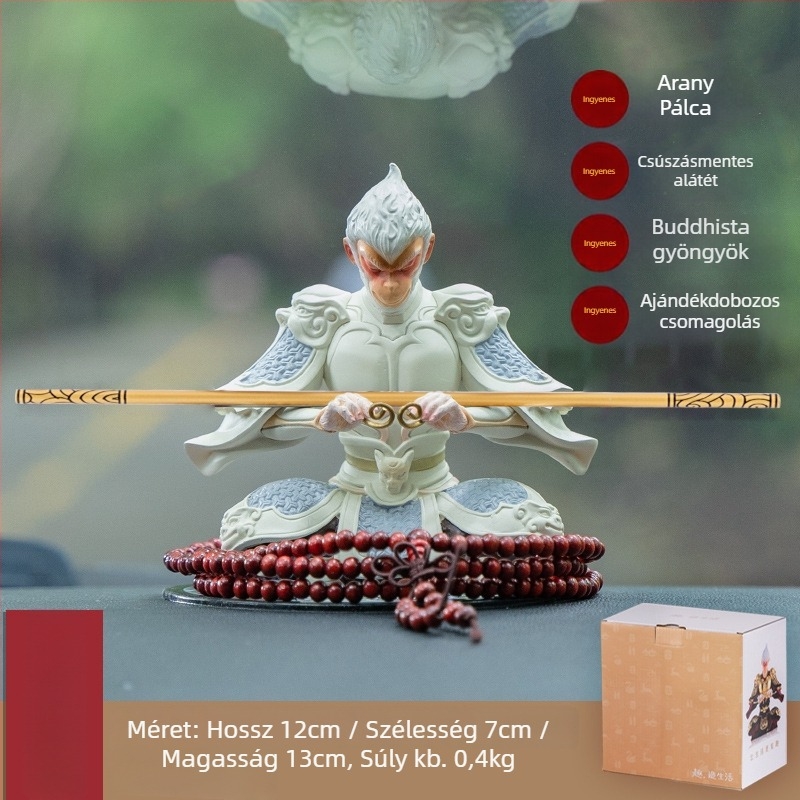 Autóba illő gyanta díszfigura Monkey King, kínai stílusú gyanta kézműves dekoráció, ajándék üzleti célokra és ünnepekre
