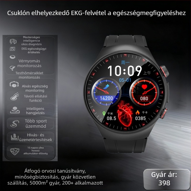 Multifunkcionális vérnyomásos okosóra alvásfigyeléssel, pulzus- és oxigénmonitorozással, AMOLED kijelző